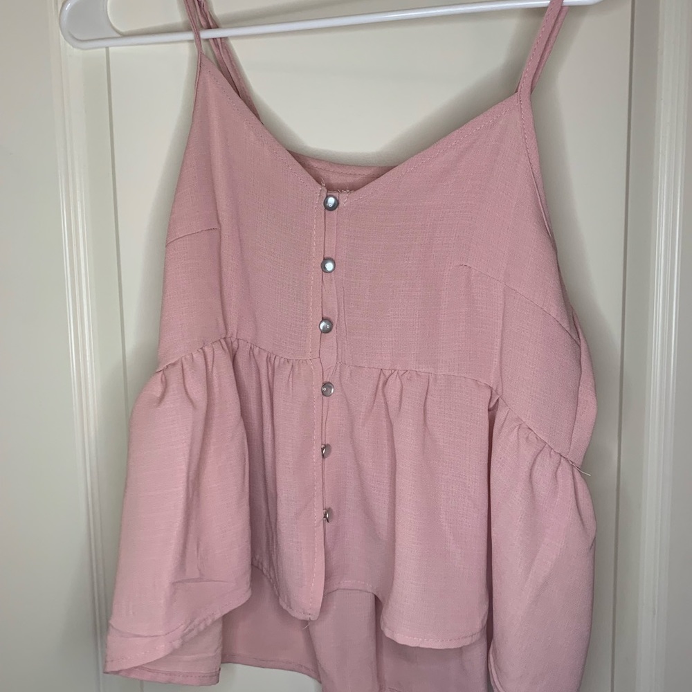 pink shein button down top